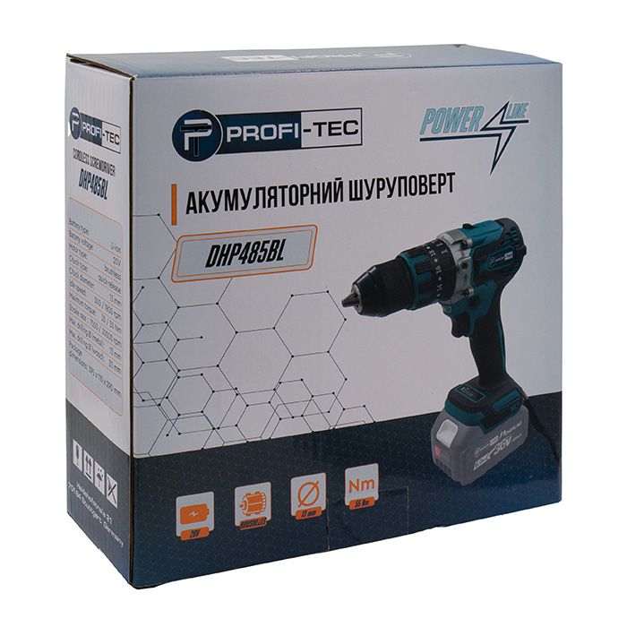 Шурупокрут дриль акумуляторний PROFI-TEC DHP485BL POWERLine без АКБ та ЗП