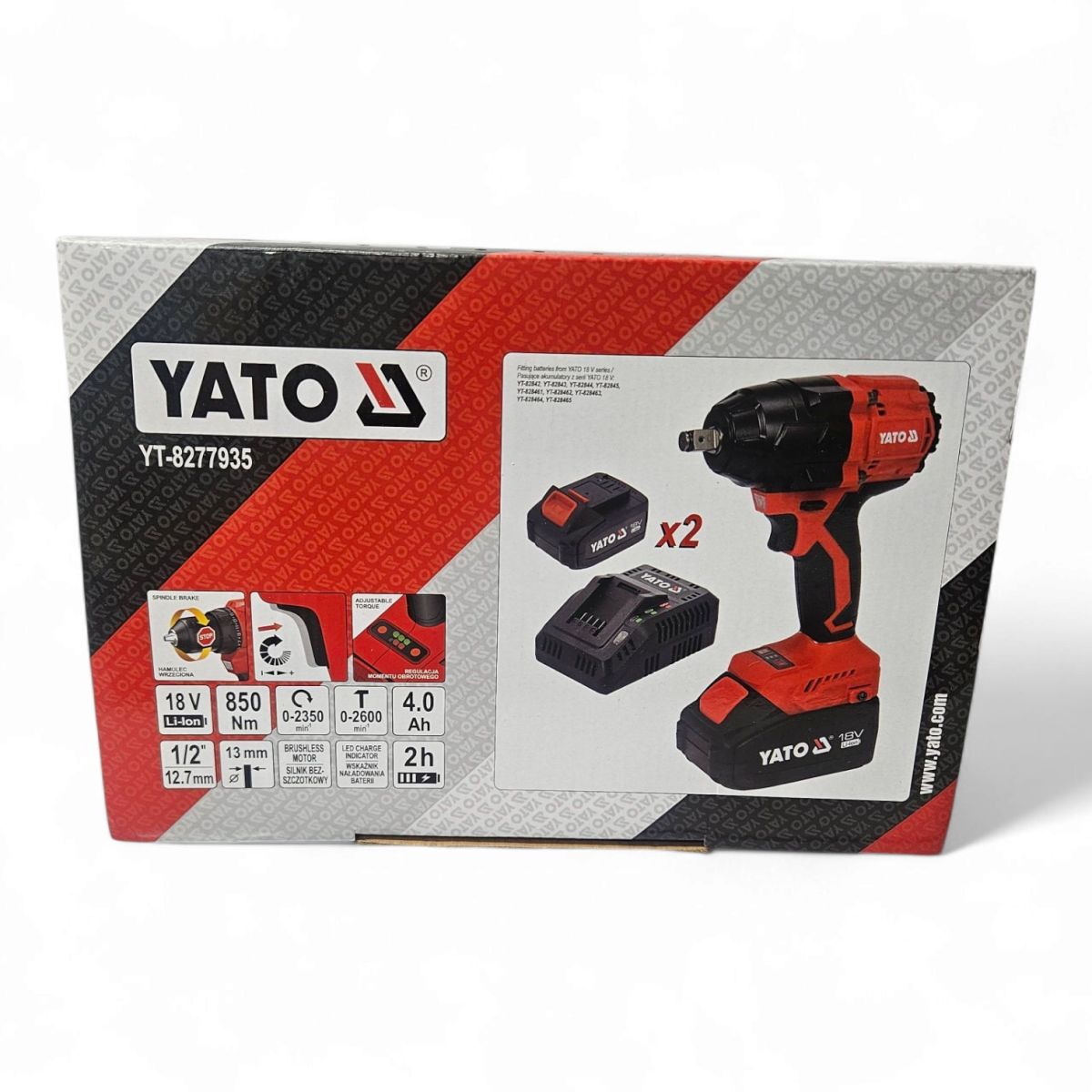 Гайковерт акумуляторний безщітковий 1/2" 850Nm YATO YT-8277935 Польща