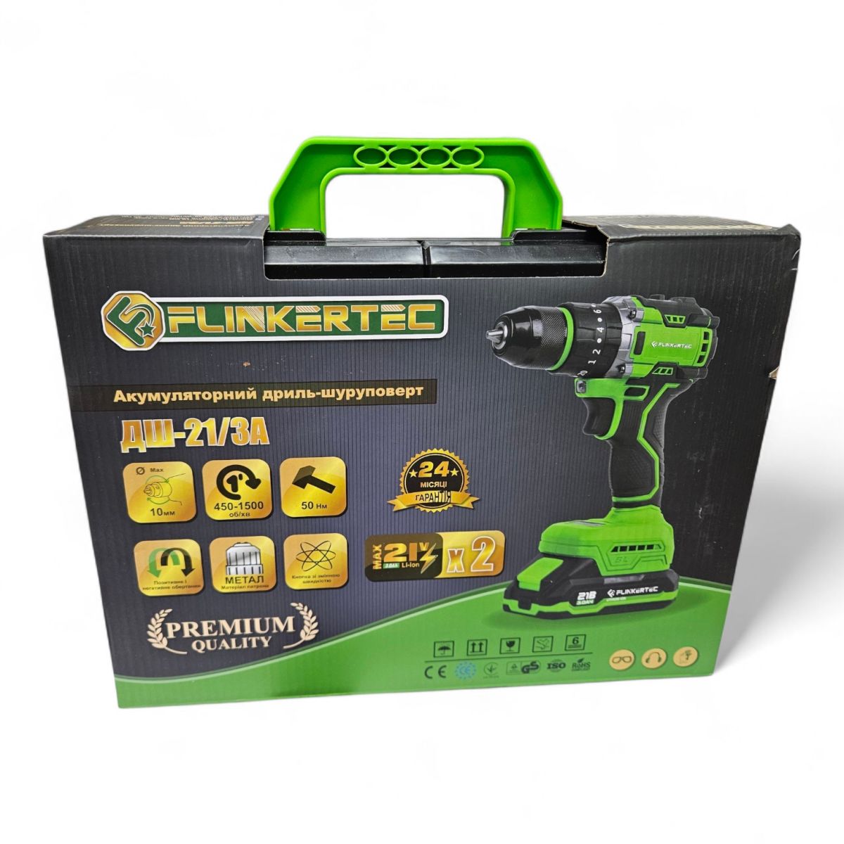 Шуруповерт аккумуляторный бесщеточный FlinkerTec ДШ-21/3А Полша