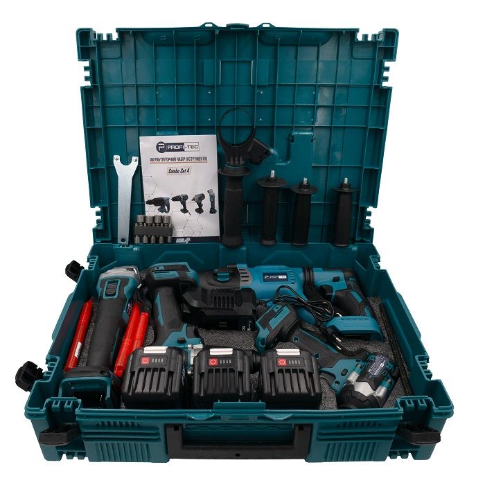 Набір інструментів акумуляторний  PROFI-TEC Combo Set 4/1 POWERLine PBH201BL, DHP485BL, DGA20BL, DTW500BL