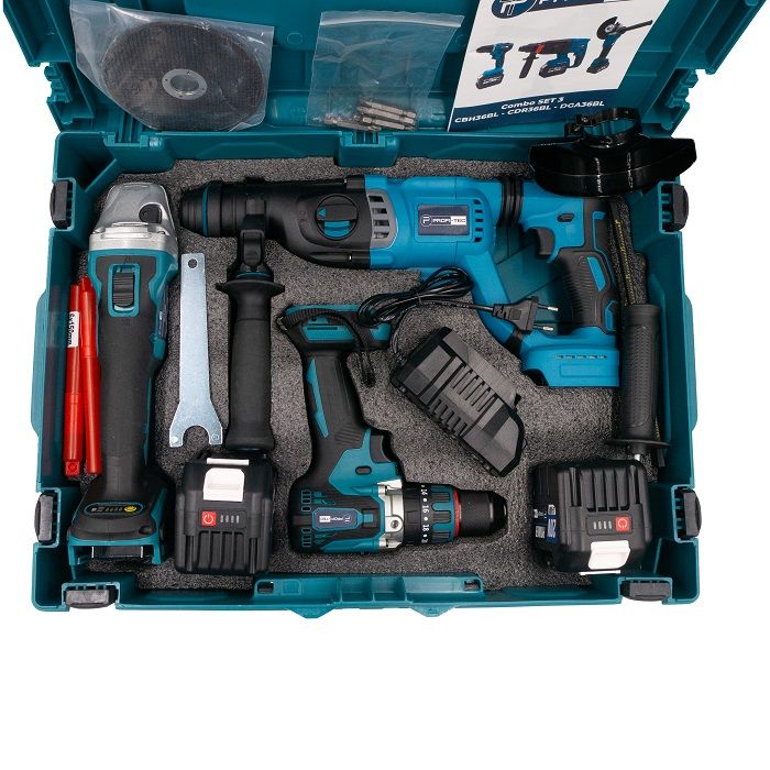 Набір інструментів акумуляторний PROFI-TEC Combo Set 3/2 POWERLine PBH201BL, DHP485BL, DGA20BL