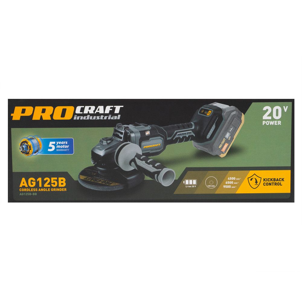 Болгарка акумуляторна Procraft industrial AG125B без акб і зп
