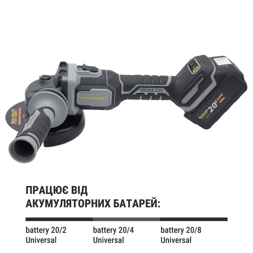 Болгарка акумуляторна Procraft industrial AG125B без акб і зп