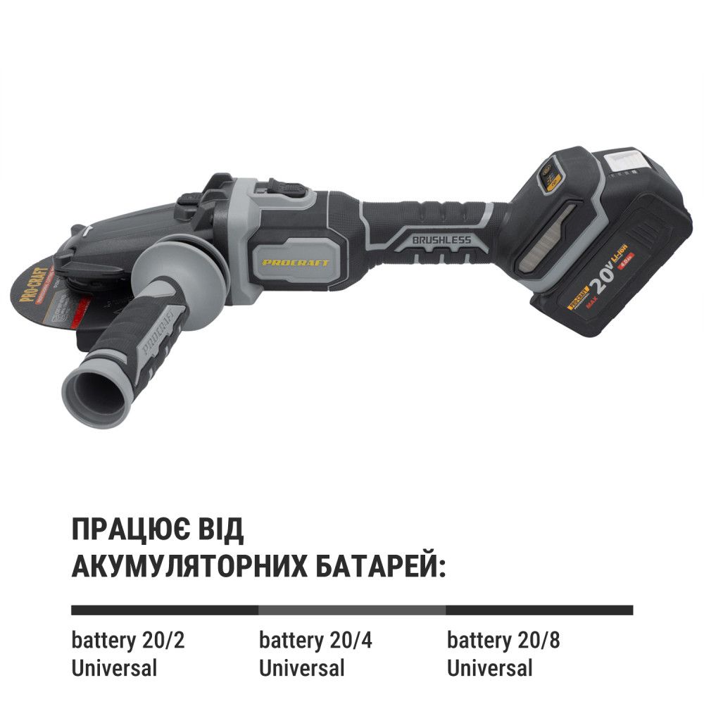 Болгарка акумуляторна Procraft industrial AG125С без АКБ та ЗП