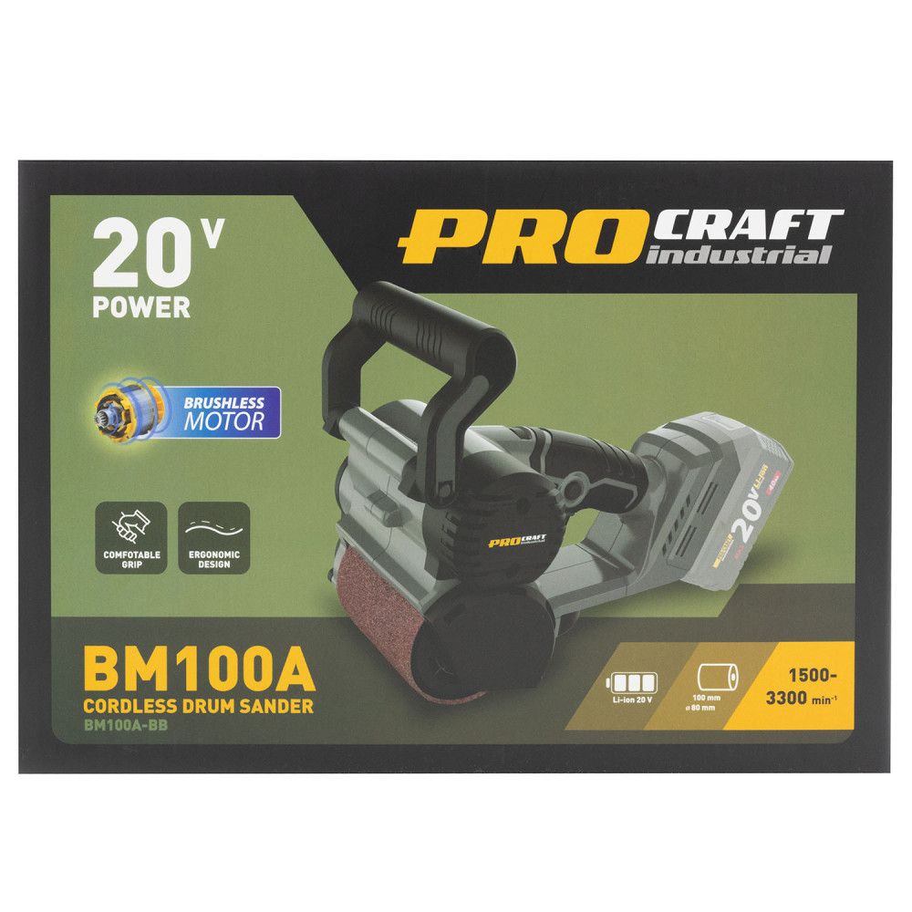 Шліфмашина стрічкова барабанна акумуляторна Procraft industrial BM100A без АКБ та ЗП