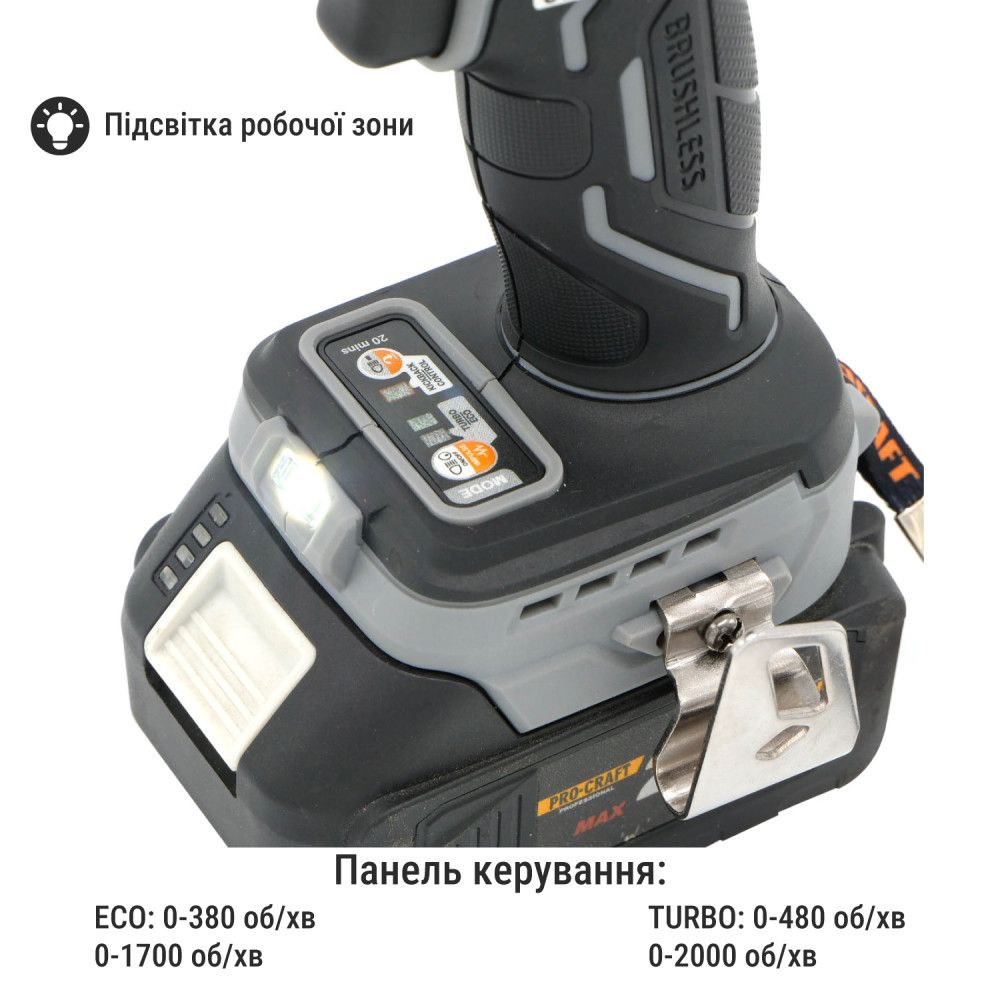 Шурупокрут акумуляторний Procraft industrial CD20A