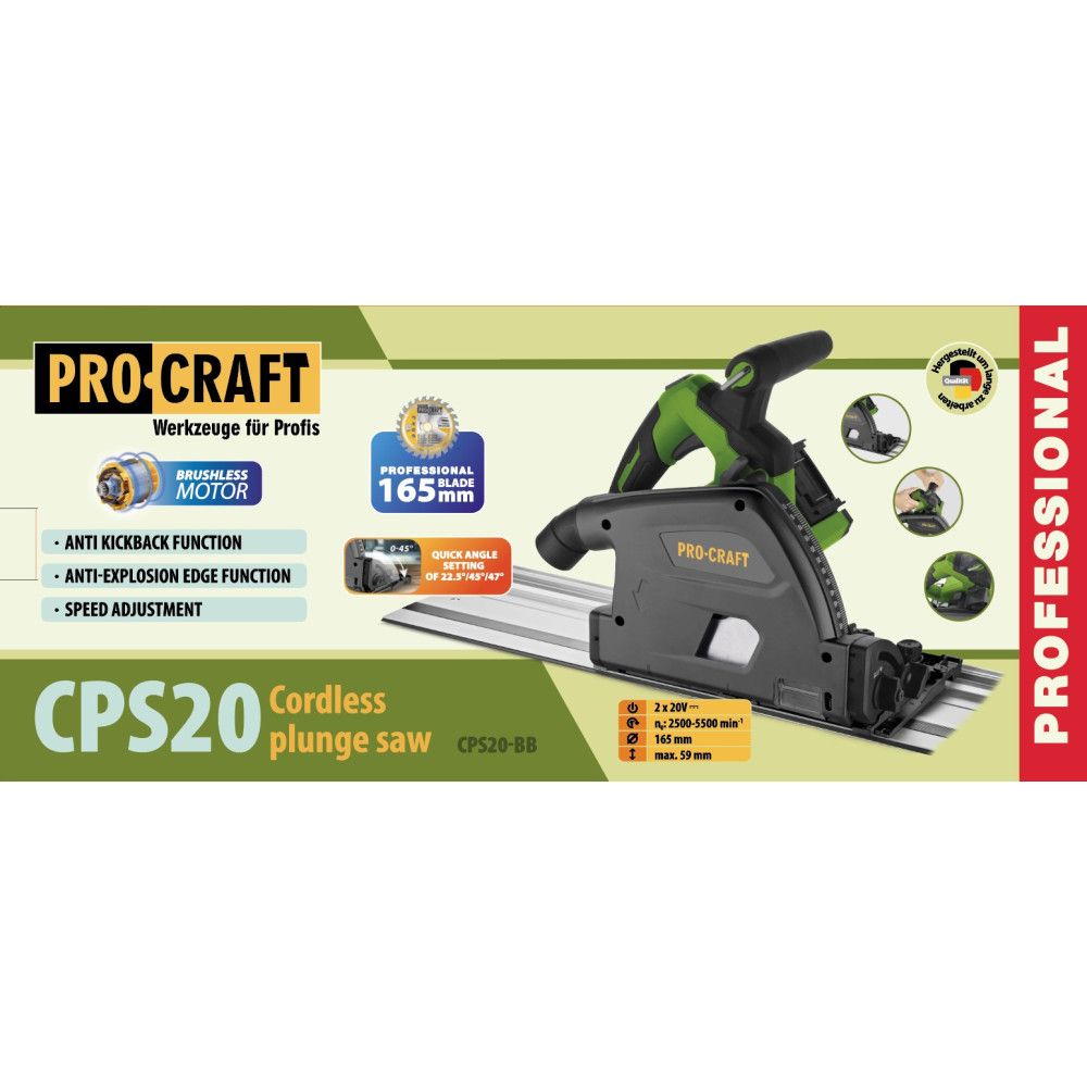Дискова пила акумуляторна Procraft CPS20 без АКБ та ЗП