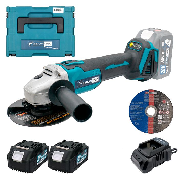Болгарка акумуляторна PROFI-TEC DGA20BL POWERLine 4.0 Аг 2шт