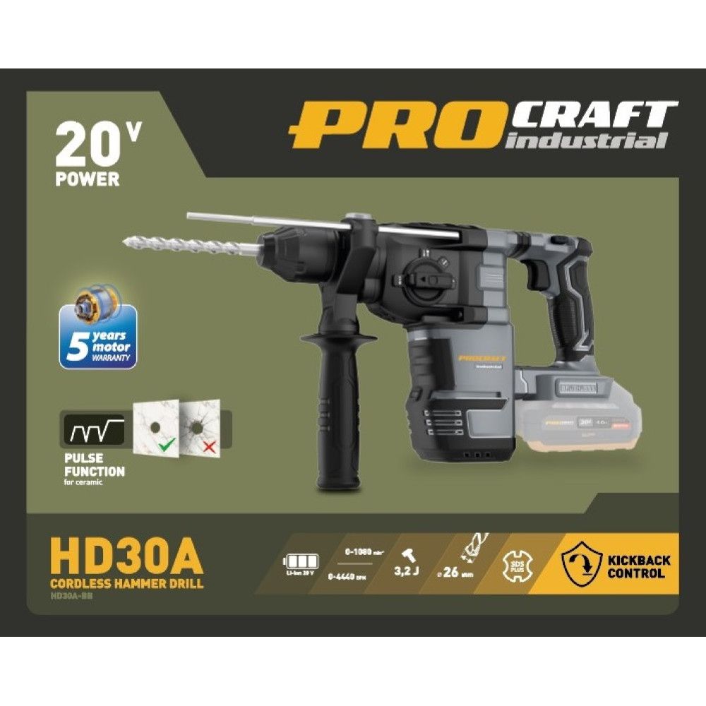 Перфоратор акумуляторний Procraft industrial HD30A без АКБ та ЗП
