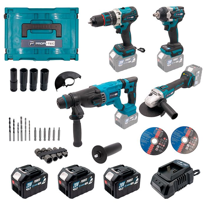 Набір інструментів акумуляторний  PROFI-TEC Combo Set 4/1 POWERLine PBH201BL, DHP485BL, DGA20BL, DTW500BL