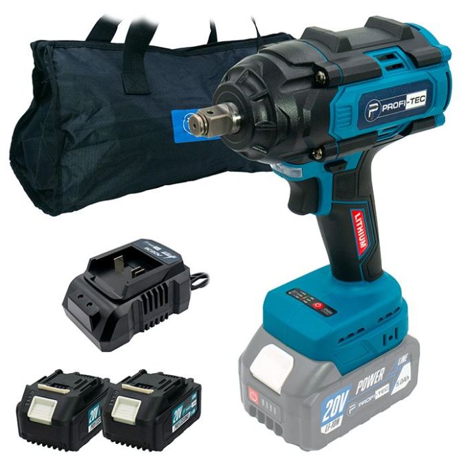 Гайковерт аккумуляторный PROFI-TEC PTW820BL POWERLine 4.0 Ач 2шт