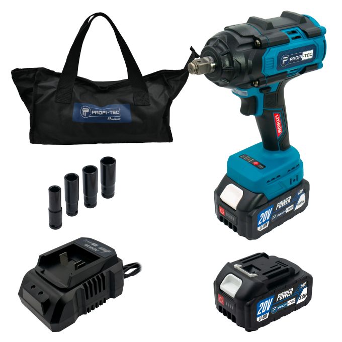 Гайковерт аккумуляторный PROFI-TEC PTW820BL POWERLine 4.0 Ач 2шт