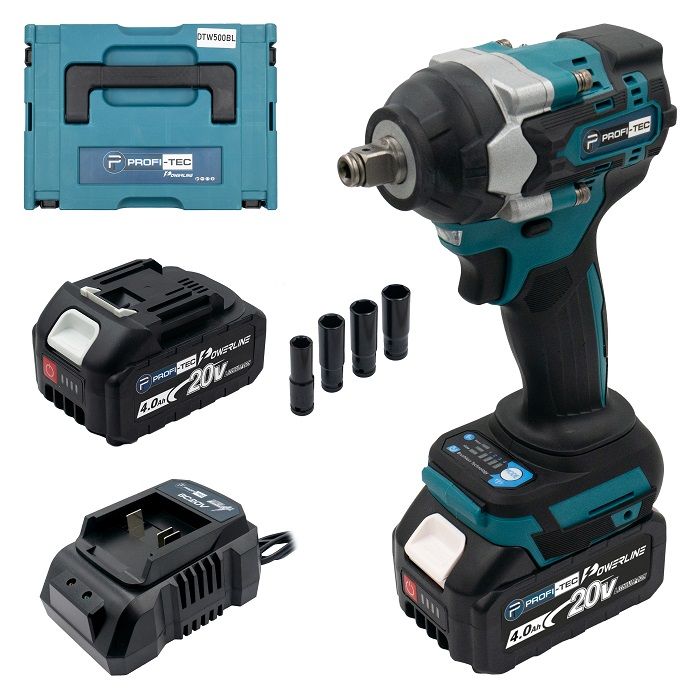 Гайковерт акумуляторний PROFI-TEC DTW500BL POWERLine 4.0 Аг 2шт