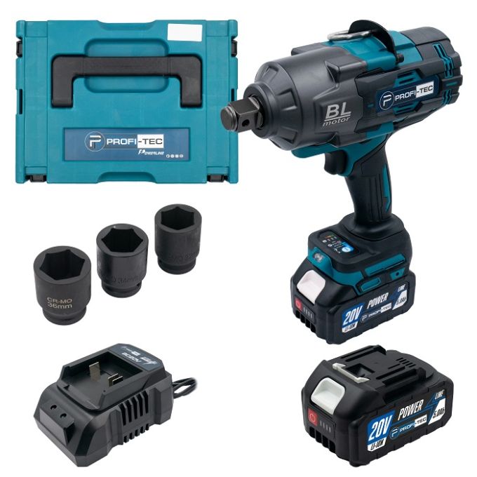 Гайковерт аккумуляторный PROFI-TEC PTW2100BL POWERLine 4.0 Ач 2шт