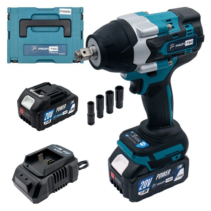 Гайковерт акумуляторний PROFI-TEC DTW800BL POWERLine 4.0 Аг 2шт