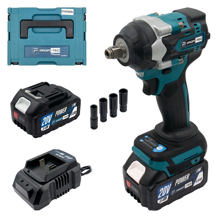Гайковерт акумуляторний PROFI-TEC DTW500BL POWERLine 4.0 Аг 2шт