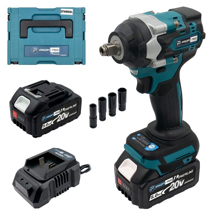 Гайковерт аккумуляторный PROFI-TEC DTW500BL POWERLine 4.0 Аг 2шт