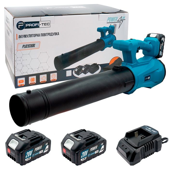 Повітродувка акумуляторна PROFI-TEC PLB2036BL POWERLine 4.0 Аг 2шт