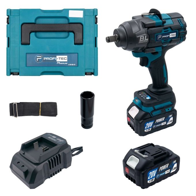Гайковерт аккумуляторный PROFI-TEC PTW1002BL POWERLine 4.0 Ач 2шт