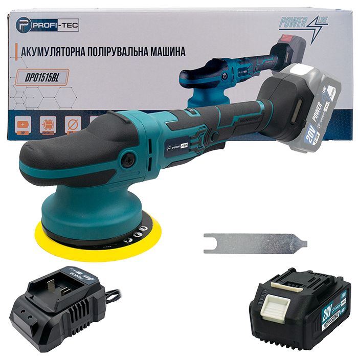 Полірувальна машинка ексцентрікова акумуляторна PROFI-TEC DPO1515BL POWERLine 4.0 Аг 1шт