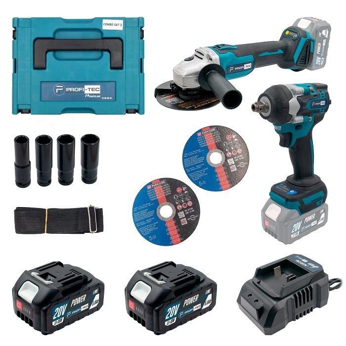Набір інструментів акумуляторний  PROFI-TEC Combo Set 2/1 POWERLine DGA20BL, DTW500BL