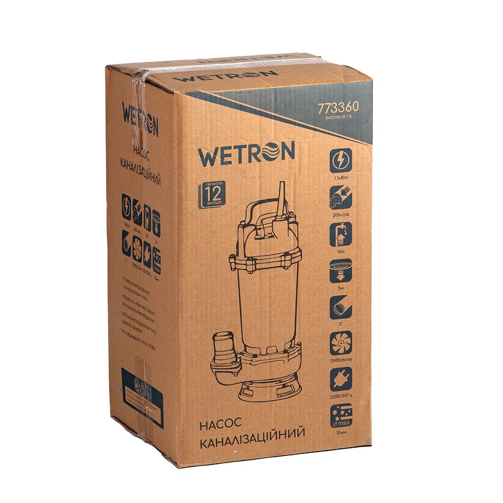 Фекальный насос 1.1кВт WETRON WQD10-8-0.55