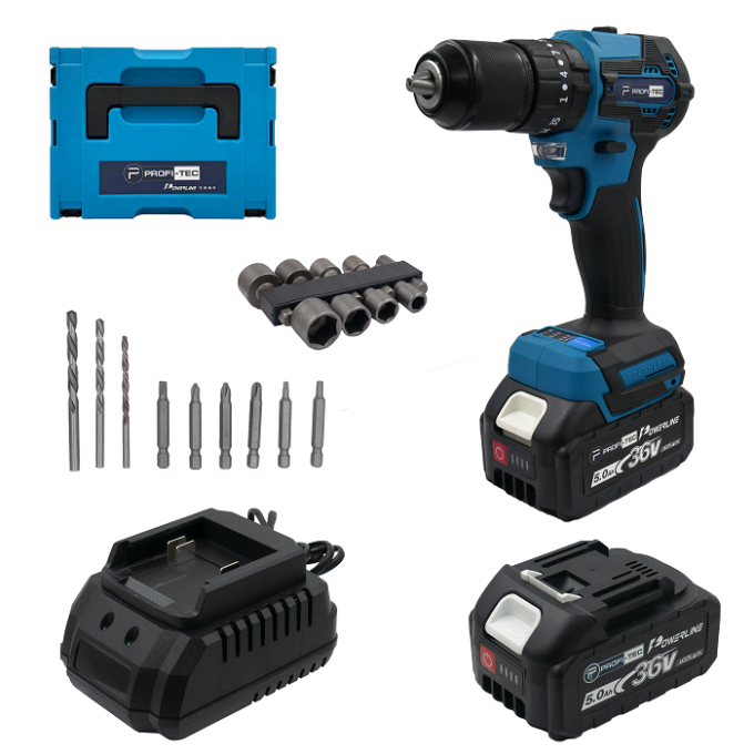Шуруповерт аккумуляторный PROFI-TEC PCD4536BL POWERLine 2шт х 5.0 Ач