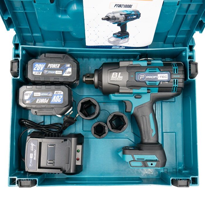 Гайковерт акумуляторний PROFI-TEC PTW2100BL POWERLine 4.0 Аг 2шт