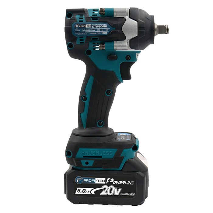 Гайковерт аккумуляторный PROFI-TEC DTW500BL POWERLine 4.0 Аг 2шт