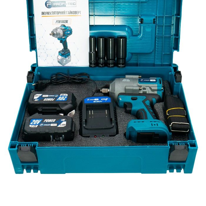 Гайковерт акумуляторний PROFI-TEC PTW1003BL POWERLine 4.0 Аг 2шт