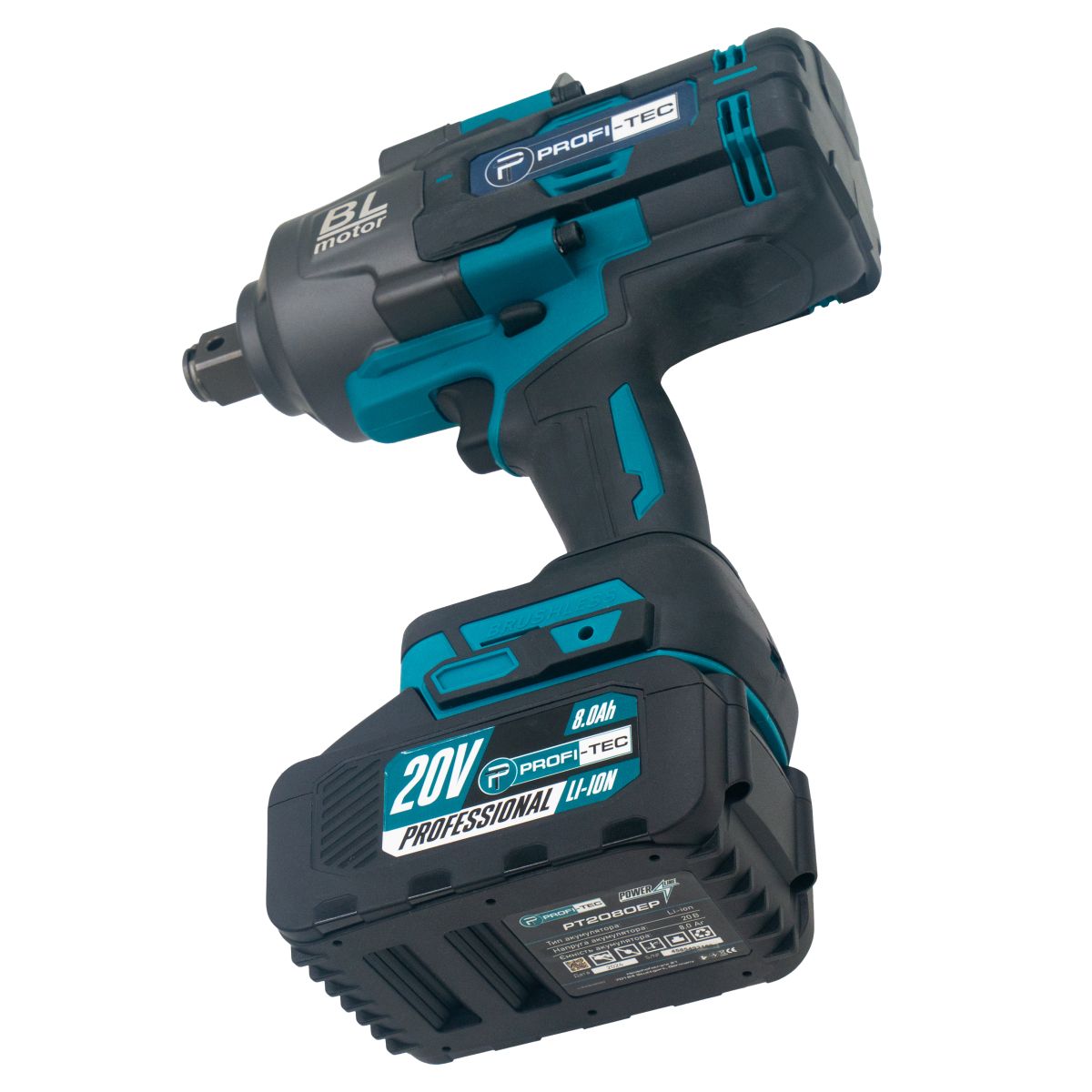 Гайковерт акумуляторний PROFI-TEC PTW2100BL POWERLine 8.0 Аг 1шт