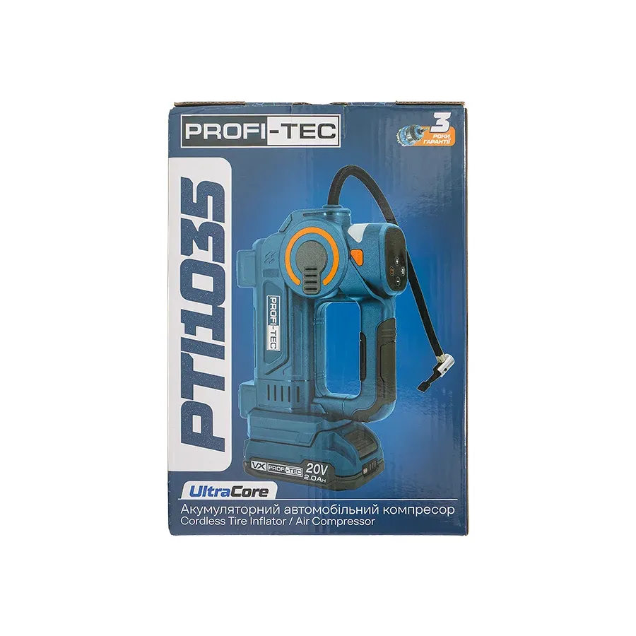 Автомобільний компресор акумуляторний PROFI-TEC PTI1035 без АКБ та ЗП