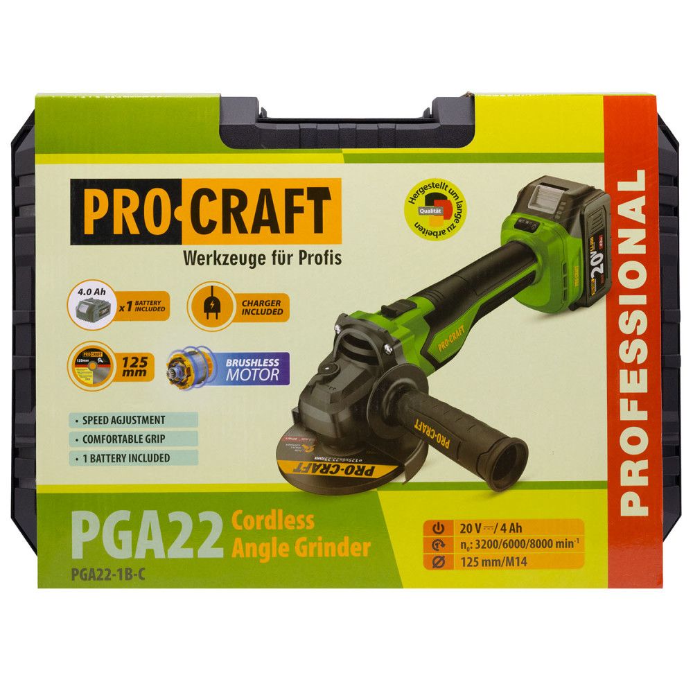 Болгарка акумуляторна Procraft PGA22