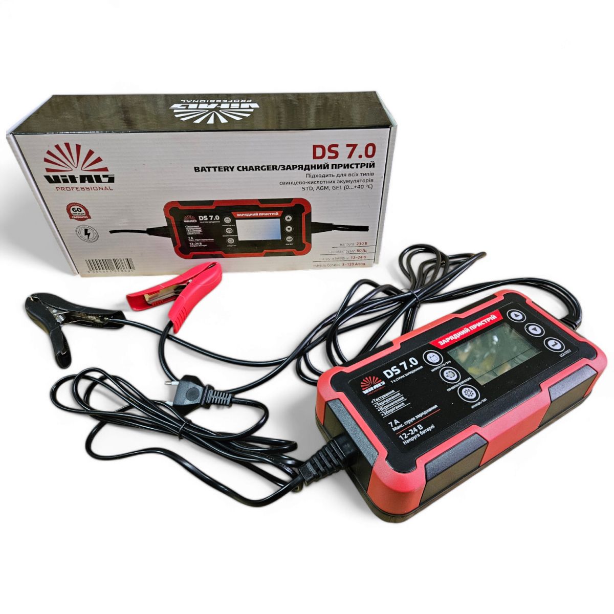 Зарядное для аккумулятора 12-24 в 120 А/ч Vitals DS 7.0 Латвия