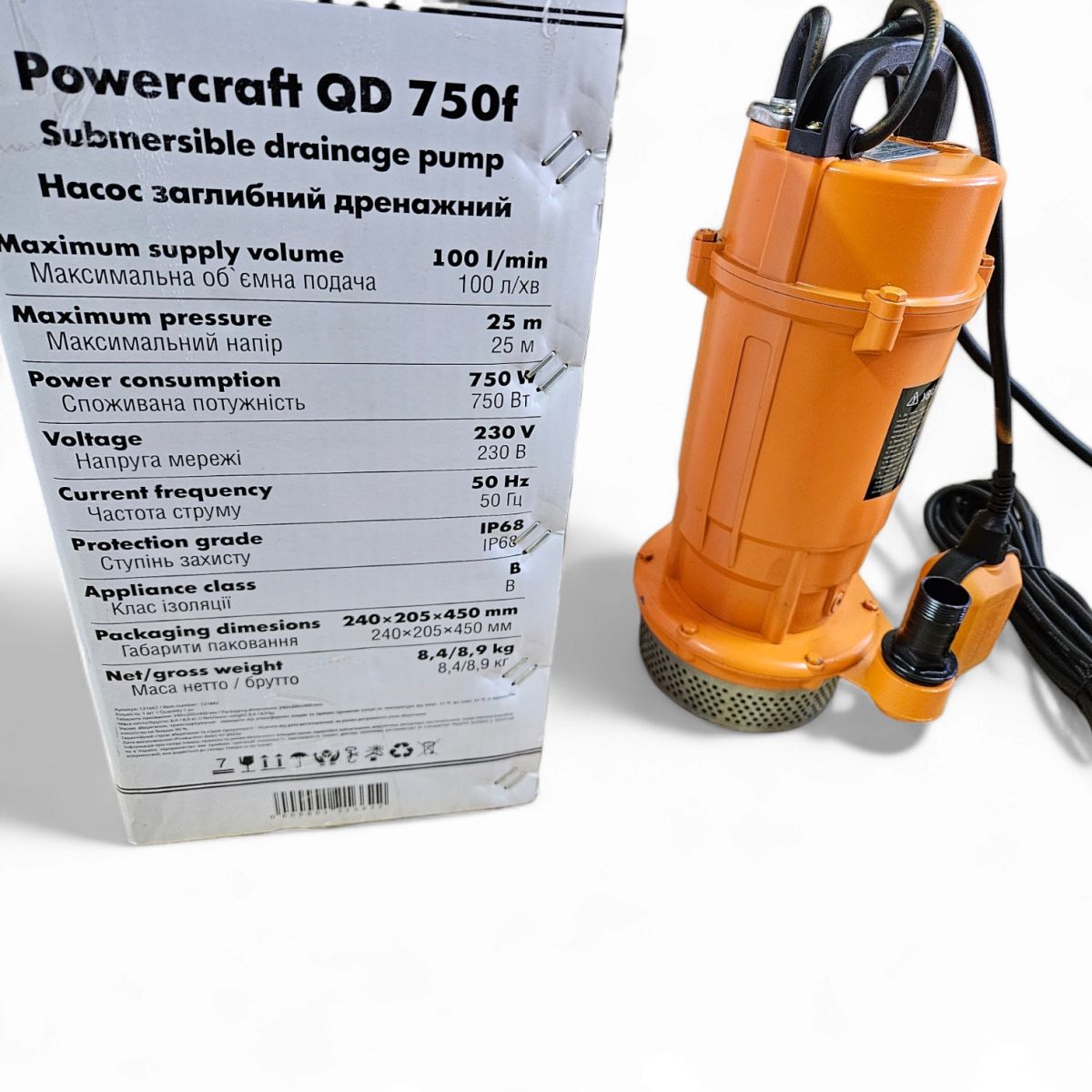 Погружний дренажно-фекальний насос Powercraft QD-75f Німеччина