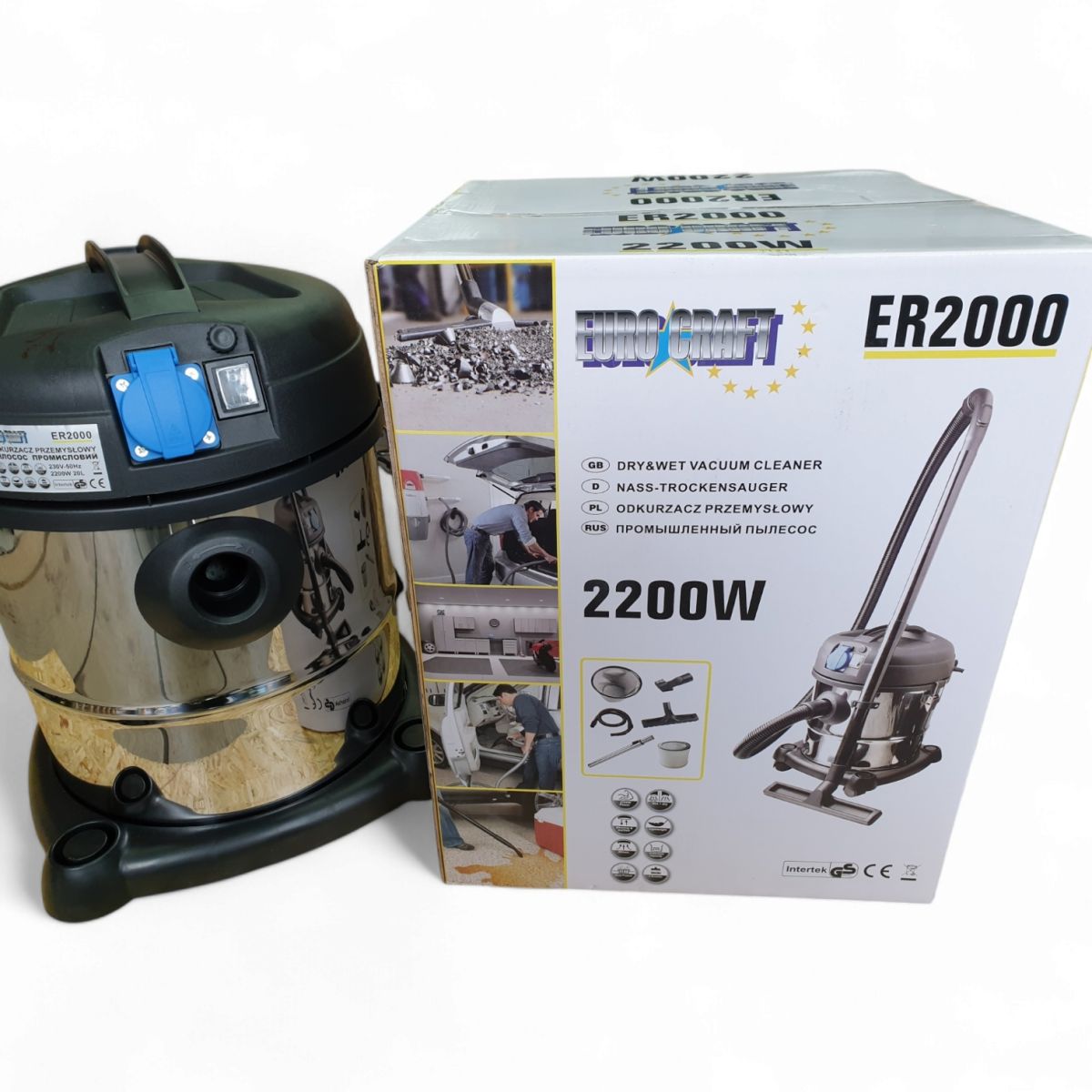 Пылесос строительный 2200Вт 20л EuroCraft ER2200