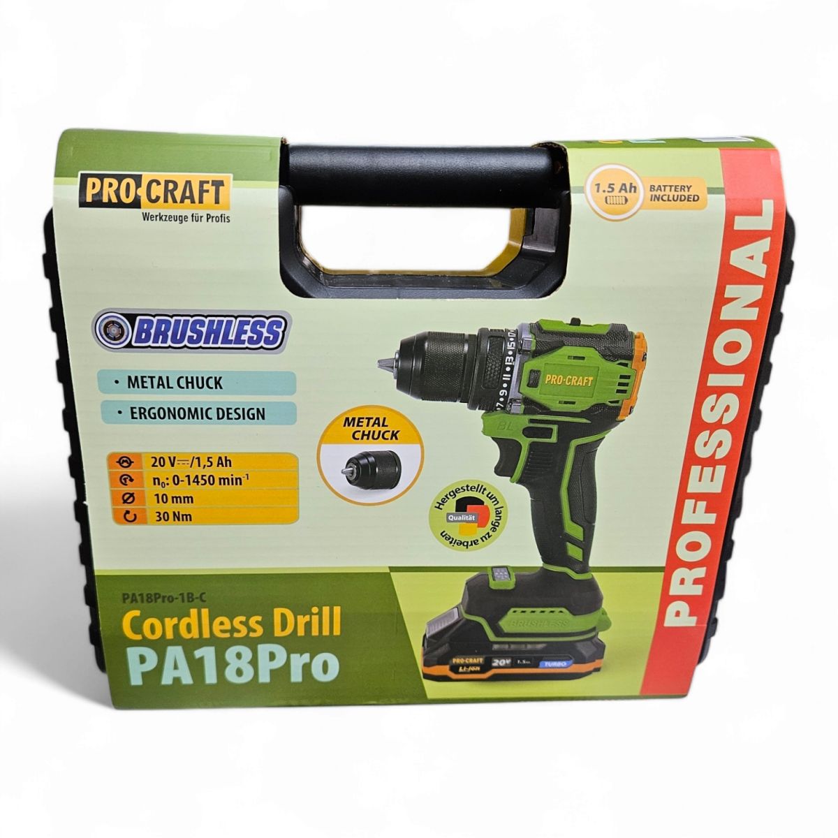 Шуруповерт аккумуляторный бесщеточный Procraft PA18Pro Германия
