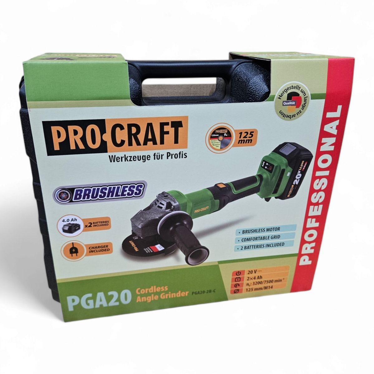 Болгарка акумуляторна безщіткова 125мм ProCraft PGA20 Німеччина