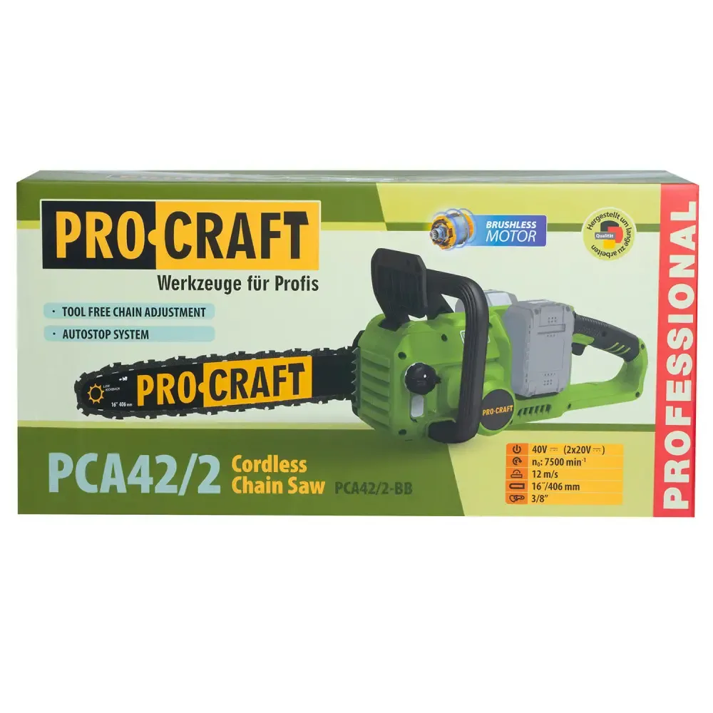 Акумуляторна пила 40см Procraft PCA42/2 Німеччина без акб