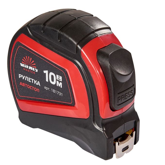 Рулетка 10 м×25 мм автостоп Vitals Master 181731