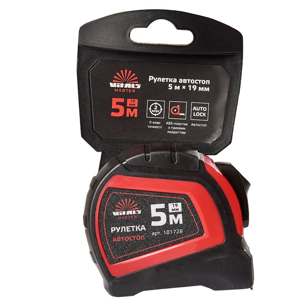Рулетка Vitals 5 м×19 мм автостоп Vitals Master 181728