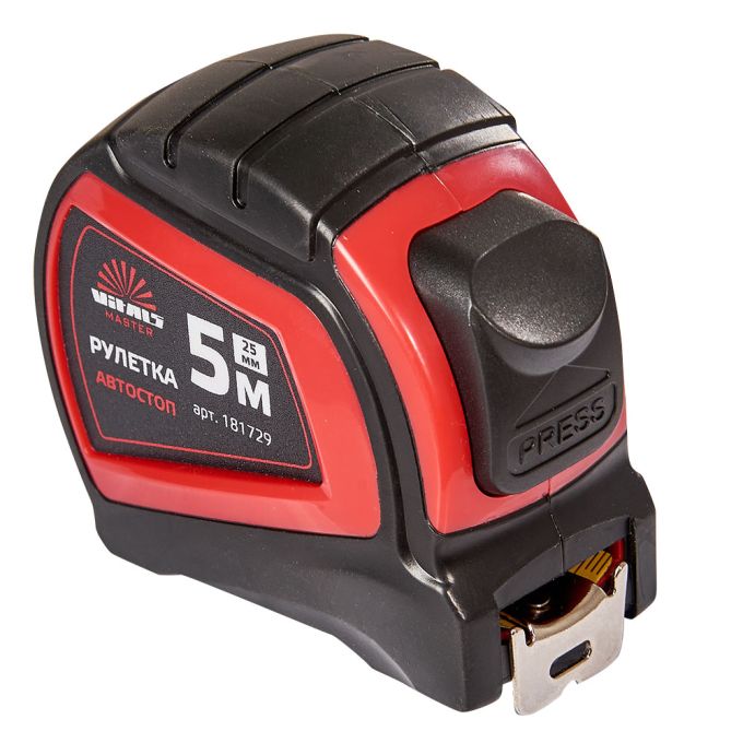 Рулетка 5 м×25 мм автостоп Vitals Master 181729