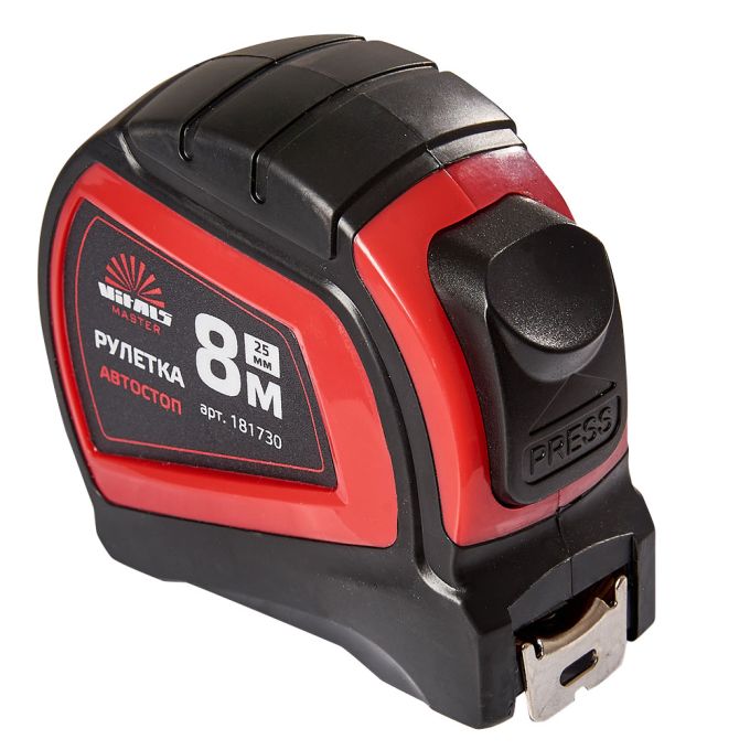 Рулетка 8 м×25 мм автостоп Vitals Master 181730