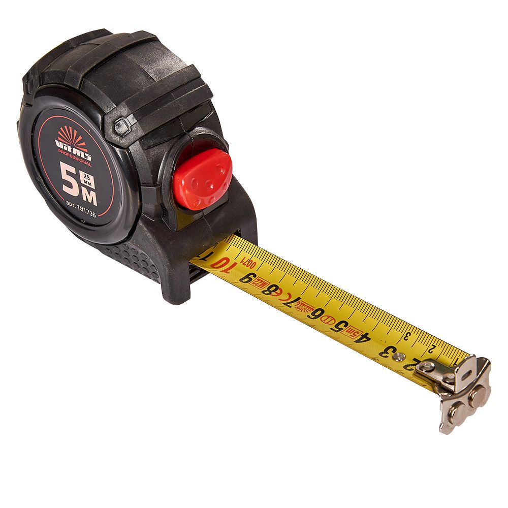 Рулетка 5м×25мм автостоп Vitals Professional 181736