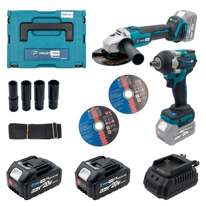 Набір інструментів акумуляторний  PROFI-TEC Combo Set 2 POWERLine DGA20BL, DTW500BL