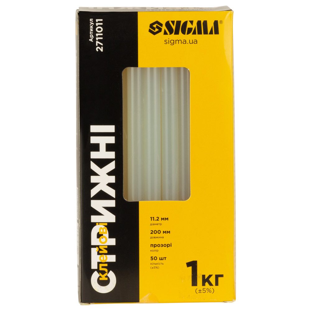 Стрижні клейові Ø11.2×200мм 1кг SIGMA 2711011
