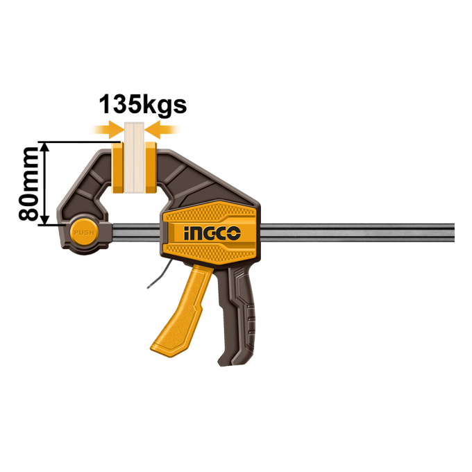 Струбцина швидкозатискна 80×600 мм INGCO INDUSTRIAL HQBC24802